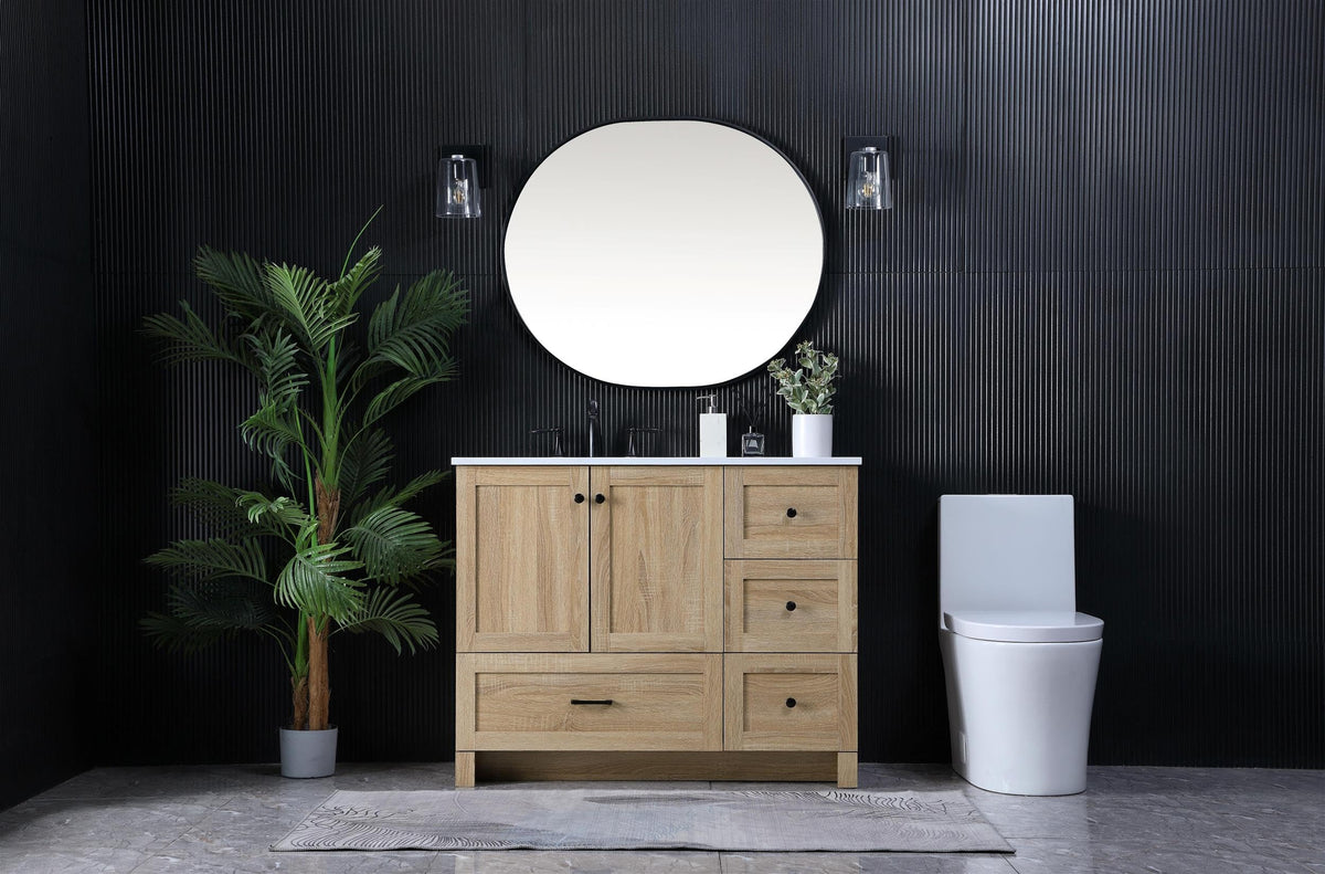Mango Wood Bathroom Vanity - Soma Collection by by Elegant Lighting – Engineered Wood, Mango Wood, Model VF2842MW
