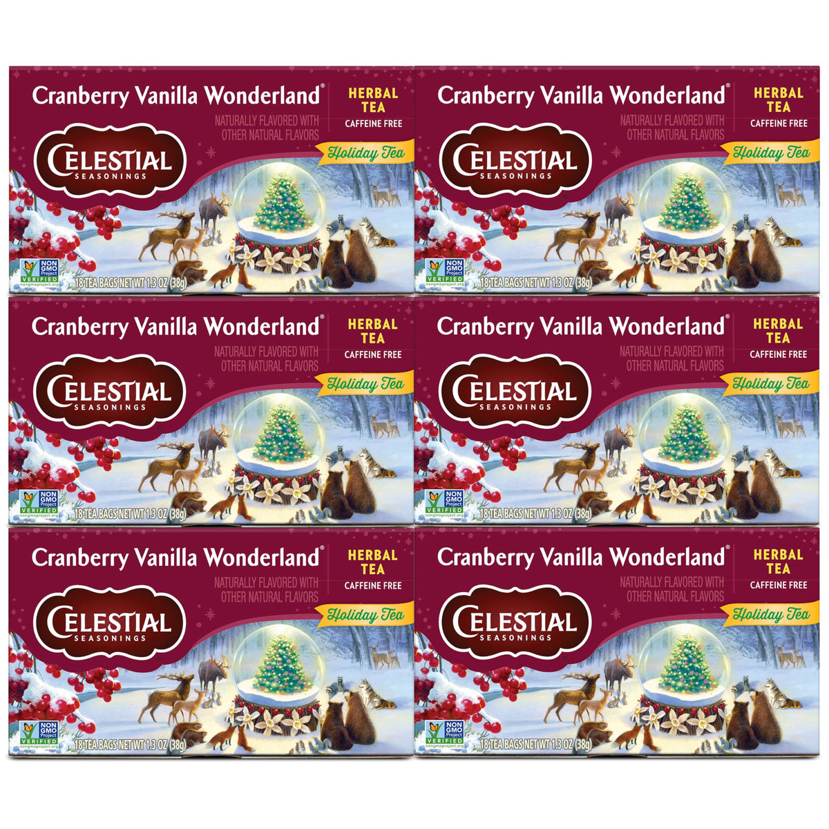 Celestial Seasonings Cranberry Vanilla Wonderland / 18 Count (Pack of 6) / Natural Herbal