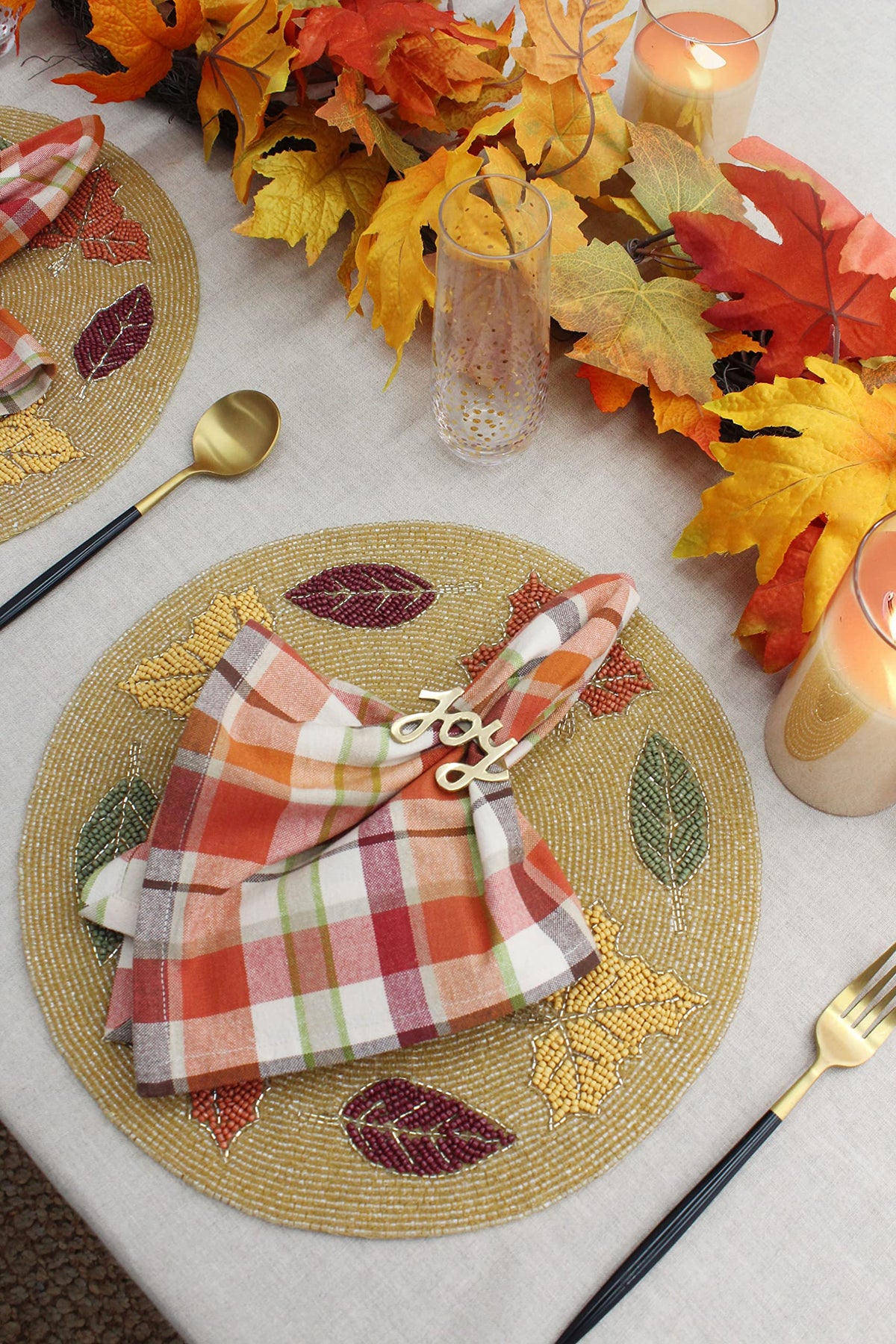 Cotton Craft Harvest Plaid Cloth Napkins, 17 x 17 Inches, Set of 12