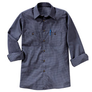 Red Kap 5X-Large / Blue/Charcoal / Micro-check Uniform Shirt, Regular Fit, Long Sleeve Tops