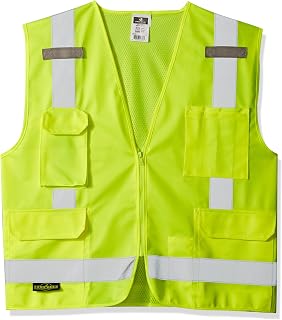 Radians SV7GL Class 2 Solid Front Mesh Back Surveyor Saftey Vests, Green, Large