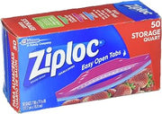 Ziploc Double Zipper Storage Bags, Plastic, 1qt, Clear, 50/Box, Sold as 1 Box