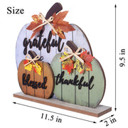 Cynosa Wooden Pumpkin Table Sign, Blessed Grateful Thankful, Yellow