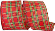 Reliant Ribbon 92683W-065-10K Plaid Multi Classic Value Wired Edge Ribbon, 4 Inch X 50 Yards, Red