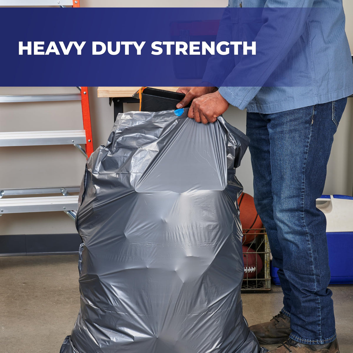 Steelsak Heavy Duty 39 Gallon Trash Bags by Hefty – 30 Count (Pack of 1), 39.0 gallons, Plastic, Gray, Model 00E88682