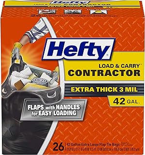 Hefty Load and Carry Contractor 42 Gallon Trash Bags, 3.0 Mil, 26ct