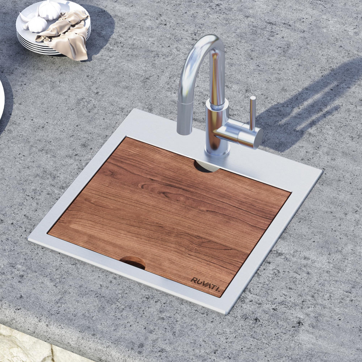 13 x 11 in Wood Cutting Board for RVH8215/RVQ5215 by Ruvati – 13"L x 11"W, Wood, Mahogany, Model RVA1215