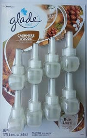 Glade PlugIns Scented Oil ~ Cashmere Woods 8 Pack Scented Oil Fragrance Refills