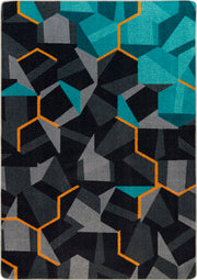 Kid Essentials Stealth Teal 3'10" x 5'4" Area Rug by Joy Carpets – 3'10" x 5'4" (Rectangular), Nylon, Teal, Model 2134B-01