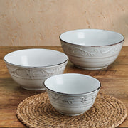 Pfaltzgraff Trellis Serving Bowl Set, Stoneware, White, Set of 3