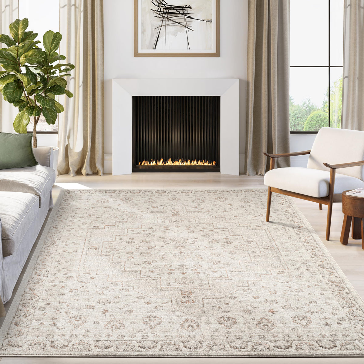 Abani Beige / 6' x 9' (Rectangular) / Oriental & Vintage Area Rugs