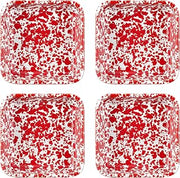 Crow Canyon Home Splatter Enamelware Small Square Trays, Set of 4, Red