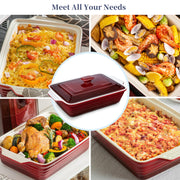 Lovecasa Stoneware Casserole Pan, 4.5 Quart, Gradient Red