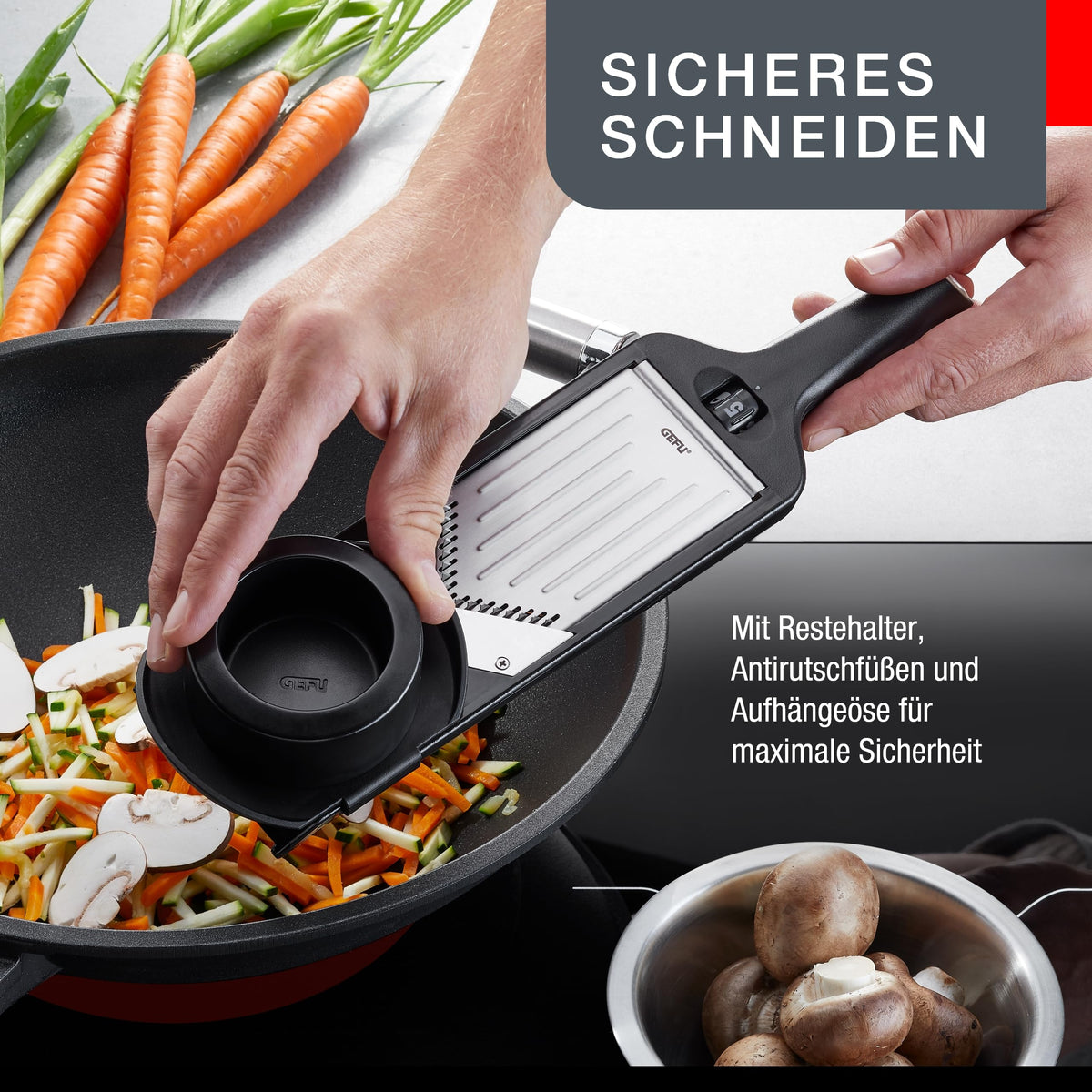Julienne Slicer by GEFU – One Size, Plastic, High Grade Stainless steel, Silver / Black, Model GF24-50441