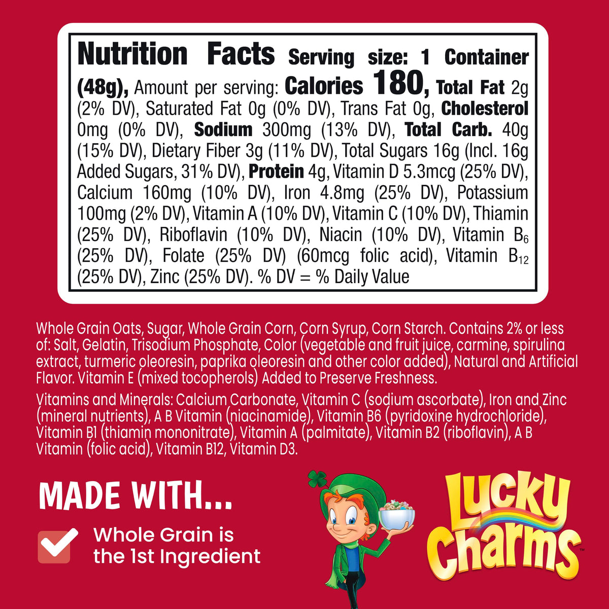 Cereal with Marshmallows by Lucky Charms – 1.7 Ounce (Pack of 12), Original Version, Pack of 12, Model 16000141568
