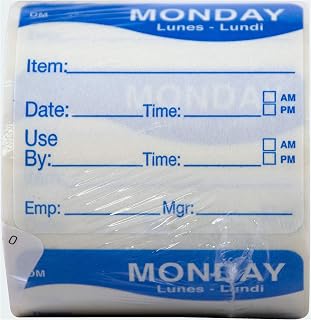 DayMark Safety Systems DayMark Day of the Week 2" x 2" Dissolvable Label, Monday, Item/Date/Use By, (Roll of 250)
