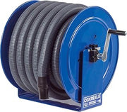 COXREELS V-117H-850 Vacuum Direct Crank Rewind Hose Reel, 1-1/2" Cuff, 2" x 50' Hose, Blue