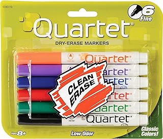 Quartet 659511 Dry-Erase Markers, Low Odor, Fine Point, 6/ST, Assorted
