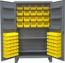 Durham Extra Heavy Duty Welded 12 Gauge Steel Cabinet with 84 Bins, HDC48-84-2S6D95, 1200 lbs Shelf Capacity, 24" Length x 48" Width x 78" Height, 8 Shelves
