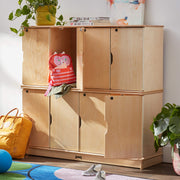 Stacking Lockable Lockers by Jonti-Craft – Double Stack, Wood, Yellow,red, Model 4696JC