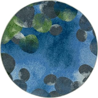 Joy Carpets Riverstone 13'2" Round Area Rug in Color Blue