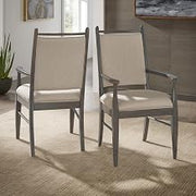 Dining Chair Set of 2 - Transitional Design, Grey Finish, Beige Fabric - Easy Assembly - Ideal for Dining Room, Kitchen (332GAA-BF)
