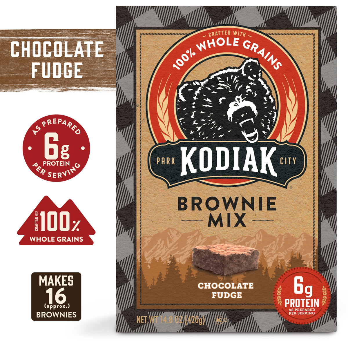 Chocolate Fudge Brownie Mix by Kodiak Cakes – 14.8 Ounce (Pack of 6), Pack of 6, Model 10705599012959