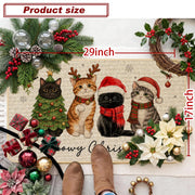Baccessor Christmas Doormat, 17 x 29 Inches, Four Cats