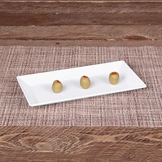 Elite Global Solutions DMP94-W Rectangular Plate, 9 3/8" x 4 3/4" x 3/4" h., Melamine, White (Pack of 6) | Dishwasher safe, Shatterproof, Restaurant service, Great for Entrees, Salads, Desserts and Appetizers