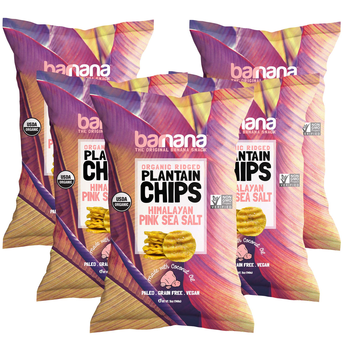 Barnana Himalayan Pink Sea Salt / 5 Count (Pack of 1) / 1 Dried Banana Chips