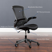 Mesh Swivel Ergonomic Office Chair by Flash Furniture – Set of 5, Mesh, Metal, Foam, Leather/Faux Leather, Plastic, Black Mesh, Pack of 5, Model 5-BL-X-5M-BK-GG