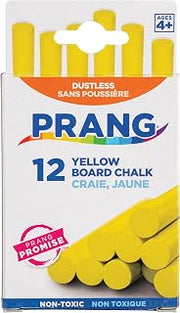 Prang Board Chalk, Yellow, 12 Count | Ideal for writing, drawing, schoolwork, classrooms and office use