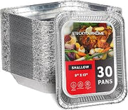 (30 Pack) Disposable Aluminum Pans 9x13 Shallow by Stock Your Home – Shallow, Aluminum, Silver, Pack of 30, Model Stock Your Home