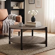 Furniture of America Hoska Modern 34.4-inch Round Coffee Table, Dark Gray