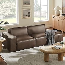 Modway Restore Faux Leather 2-Piece Modular Loveseat in Espresso – Low Profile Vegan Leather Sectional Couch with Left-Facing Armchair and Right-Facing Armless Chaise