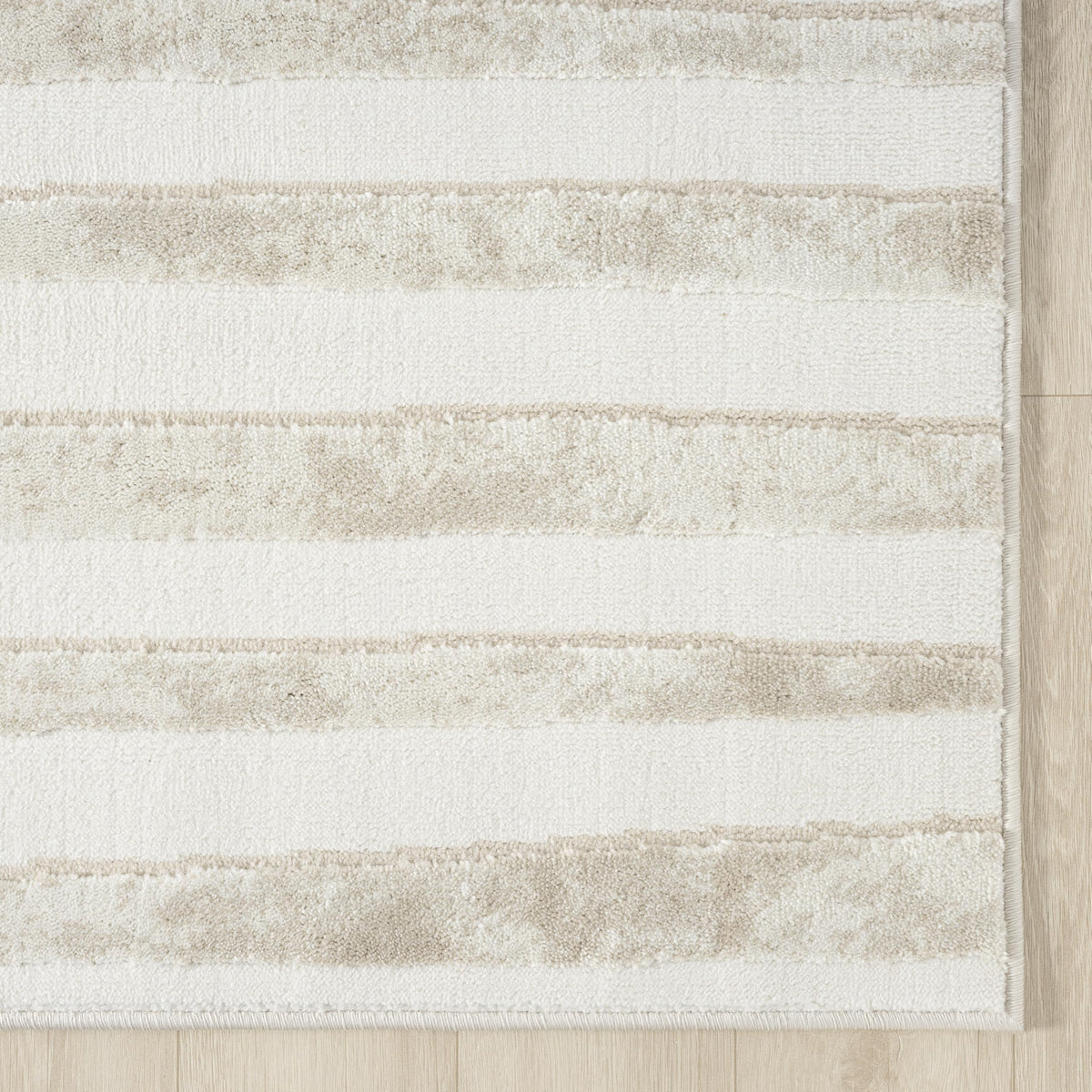Beige Area Rug - 4' x 6' - Living Room & Bedroom - Abstract Stripe Design - Indoor Use - Easy to Clean by Abani – 4' x 6', Polypropylene, Beige