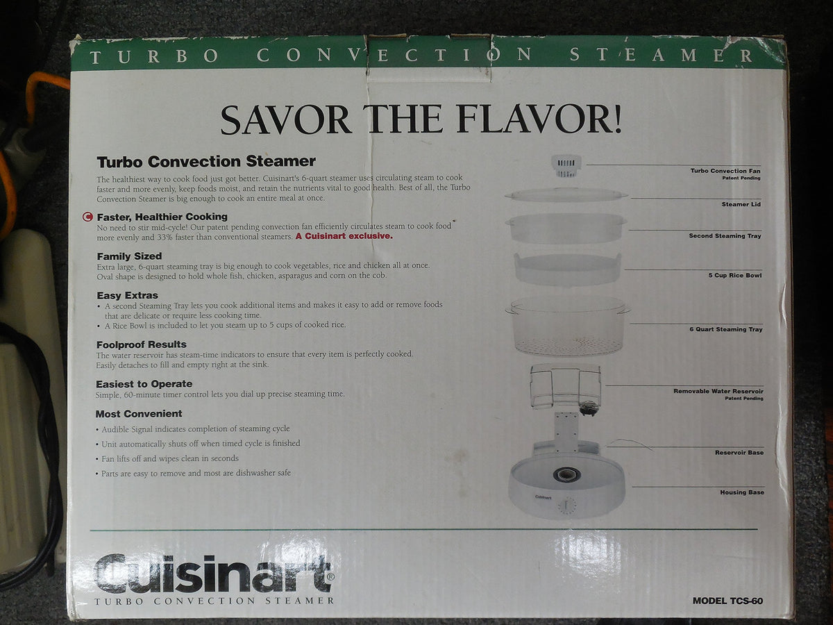 TCS-60 Convection Steamer by Cuisinart – 6 Quart, White & clear, Model TCS60