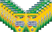 Crayola Ultra Clean Washable Markers - 12 Pack (10ct), Bulk Fine Line Markers for Classrooms, Kids, Nontoxic