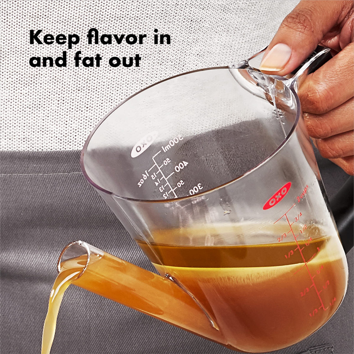 OXO Fat Separator with Strainer, 2 Cup Capacity, Clear