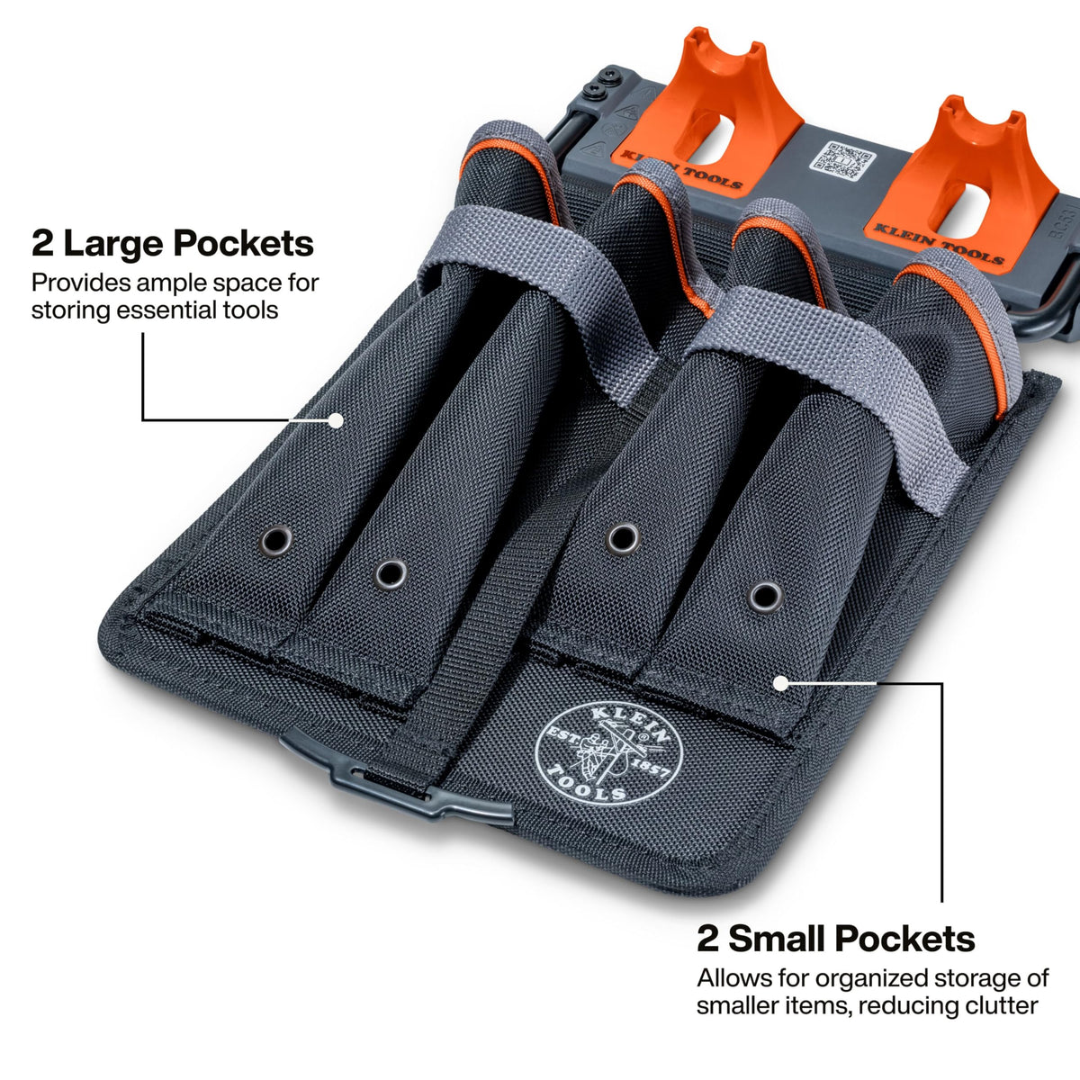 Mini Apron by KLEIN TOOLS – Tool Storage Apron, Nylon, Gray/Black/Orange, Model BC531S