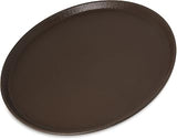 Carlisle FoodService Products Round Serving Tray - Griptite, Skid Resistant Fiberglass Waitstaff Tray with Steel Frame for Serving Efficiency, Fiberglass, 16 Inches, Brown (Pack of 12)