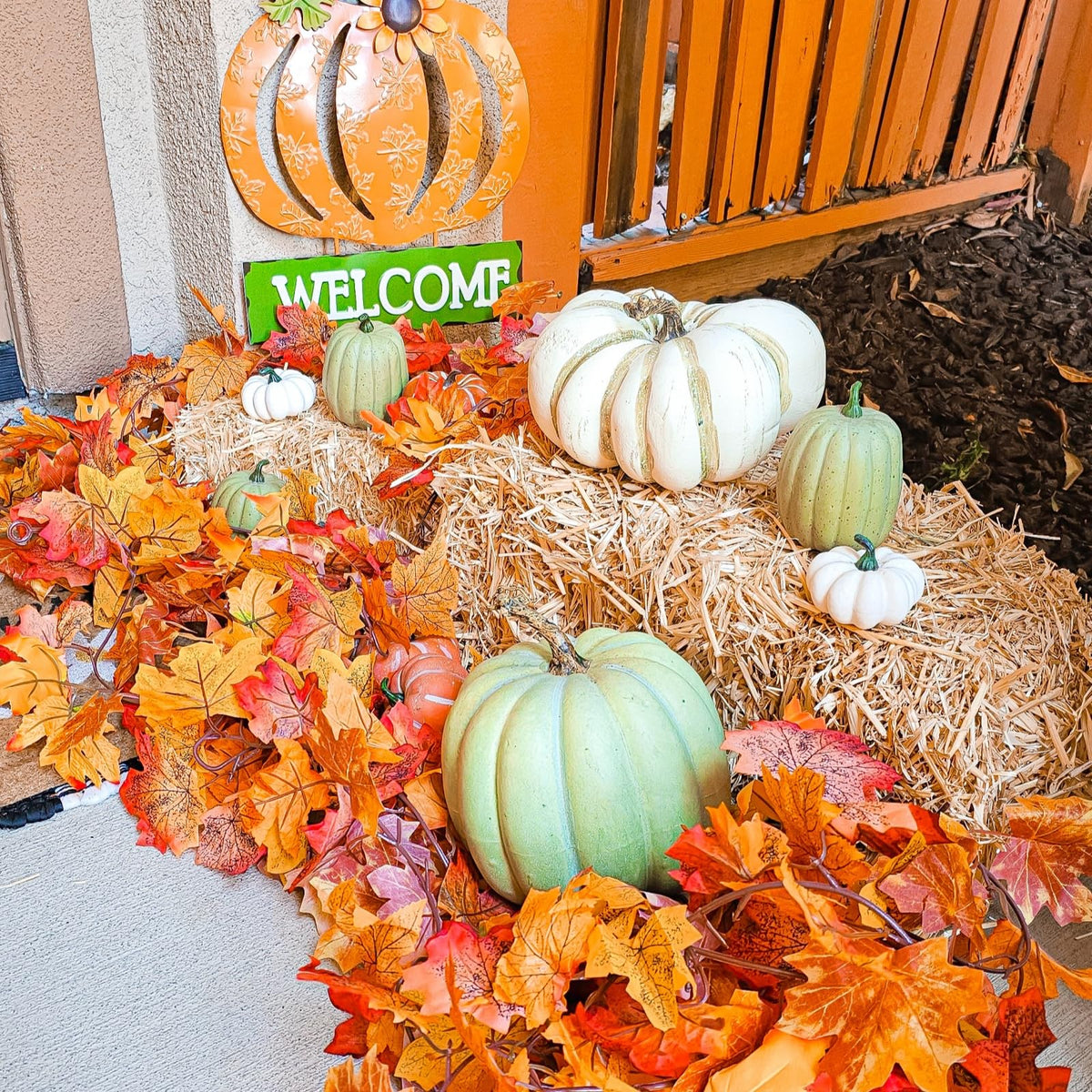 CQURE Artificial Fall Leaf Garland, 76.7 Ft Total Length, Orange Maple