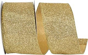 Reliant Ribbon Glitter Metallic Display Value Wired Edge, Gold, 2-1/2 Inch, 10yards