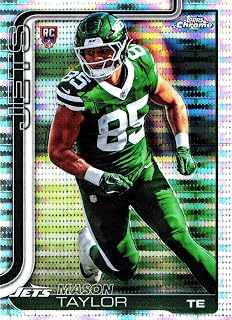 Mason Taylor Football Card (New York Jets Tight End) 2025 Topps Chrome Refractor Rookie RC #400