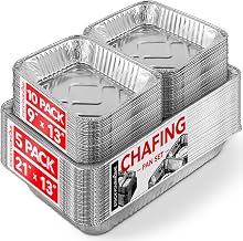 Chafing Dish Buffet Set Disposable - 21 x 13 (5 Pack) 9 x 13 (10 Pack) Aluminum Serving Trays by Stock Your Home – Pans, 10.0 inches, Aluminum, Silver, Pack of 15