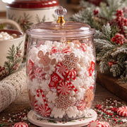 Yetene Gingerbread Man Cookie Jar, 1.06 Gallon Clear Storage Container, Red Green Brown