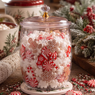 Yetene Gingerbread Man Cookie Jar, 1.06 Gallon Clear Storage Container, Red Green Brown