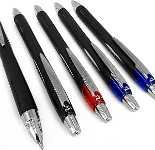 Uni-Ball Jetstream SXN-210-1.0mm Retractable Rollerball Pen - Pack of 5 - [2 Black, 2 Blue, 1 Red]