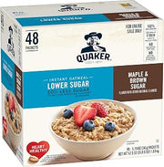 Quaker Instant Oatmeal, Lower Sugar Maple and Brown Sugar, Individual Packets, 1.19 Ounce (Pack of 48)