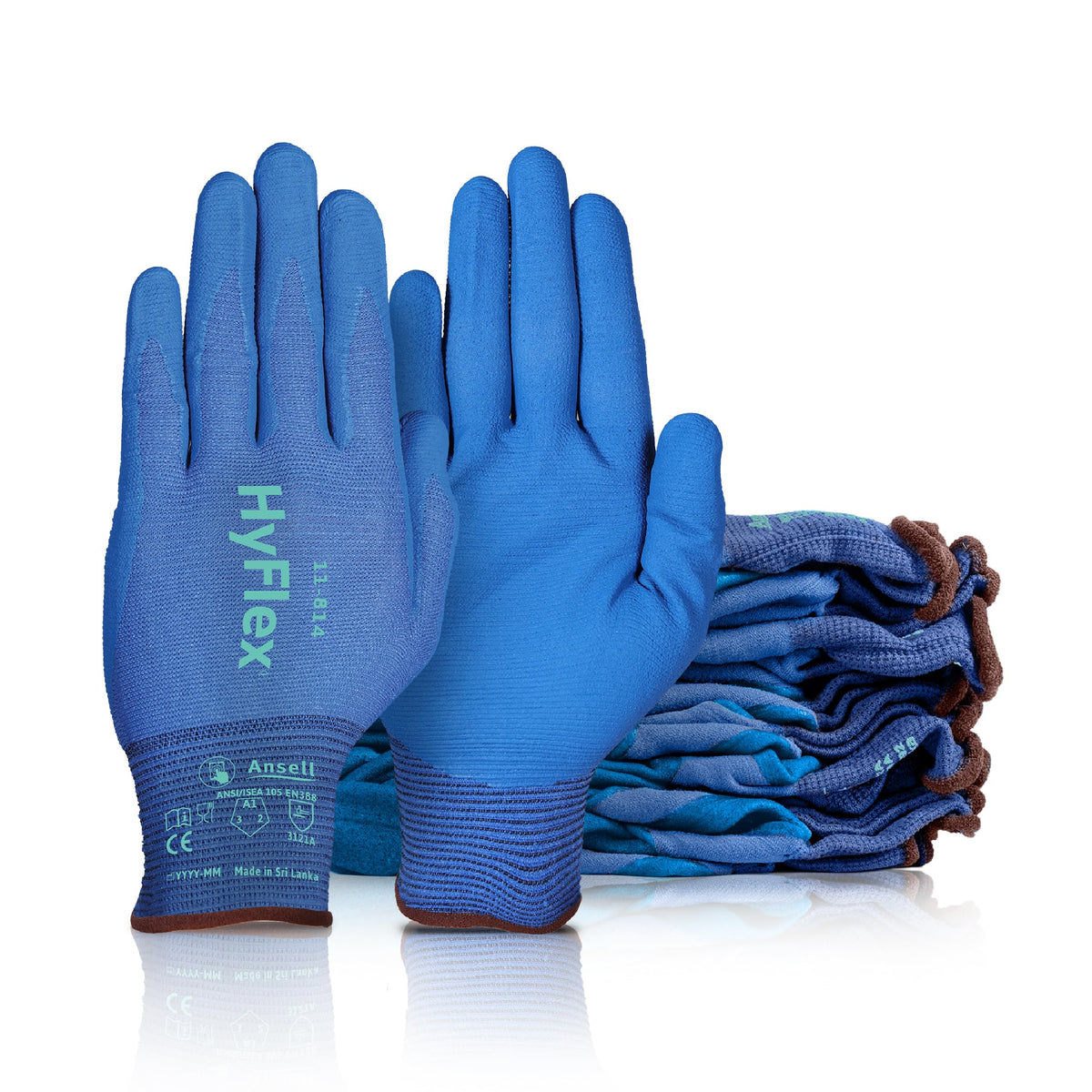 HyFlex AEROFIT Precision Multi-Purpose Gloves by Ansell – Size 10 (XL), Nitrile, Nylon, Spandex, Blue, Pack of 12, Model 11-814